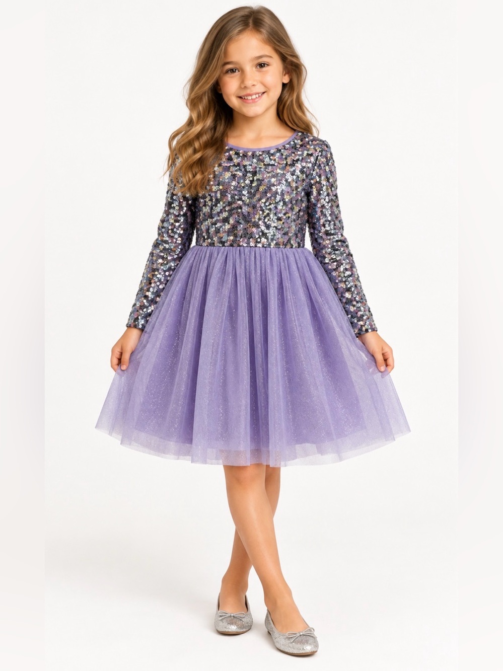 Cat & Jack Lavender Sequin Tulle Party Dress